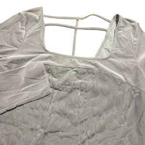 Free People Grey Velvet Burnout Long Sleeve Square Neck Mini Dress M